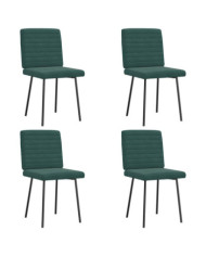 Chaises à manger lot de 4 Vert foncé Velours | Mobilier & Déco