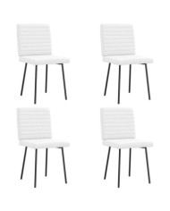 Chaises à manger lot de 4 blanc similicuir | Mobilier & Déco