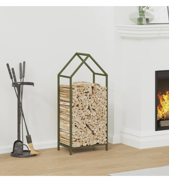 Portant de bois chauffage vert olive 40x25x90 cm | Mobilier & Déco