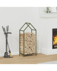 Portant de bois chauffage vert olive 40x25x90 cm | Mobilier & Déco