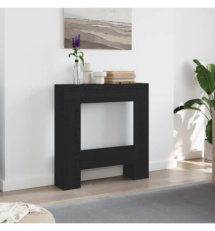  Cadre de cheminée chêne noir 81x18x82 cm bois d'ingénierie | Mobilier & Déco