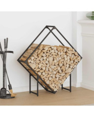 Portant de bois chauffage noir 100x25x100 cm | Mobilier & Déco