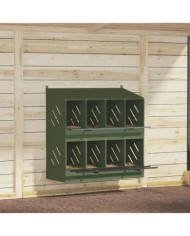 Nichoir à poules avec 8 compartiments vert olive métal | Mobilier & Déco