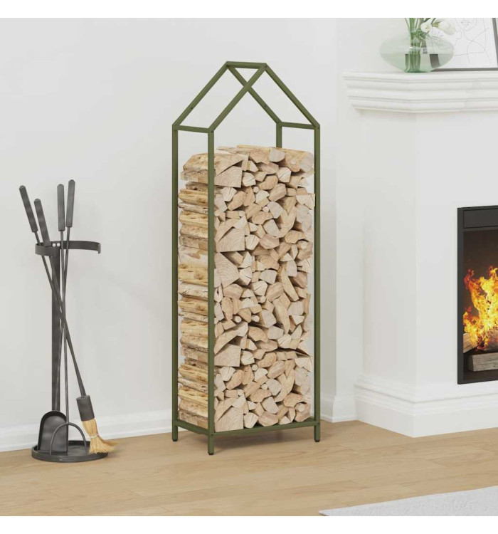 Portant de bois chauffage vert olive 40x25x120 cm | Mobilier & Déco