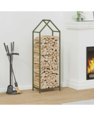 Portant de bois chauffage vert olive 40x25x120 cm | Mobilier & Déco