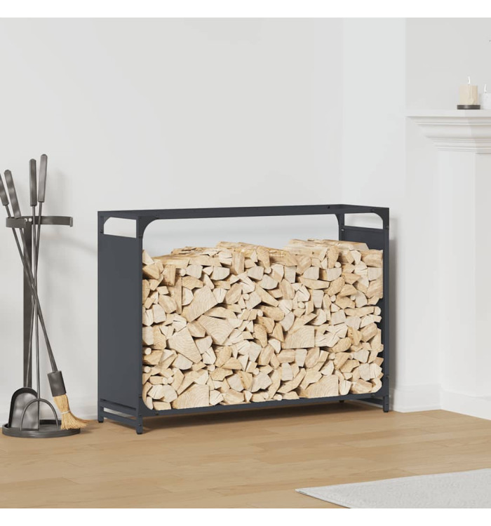 Portant de bois chauffage anthracite 90x28x65 cm | Mobilier & Déco