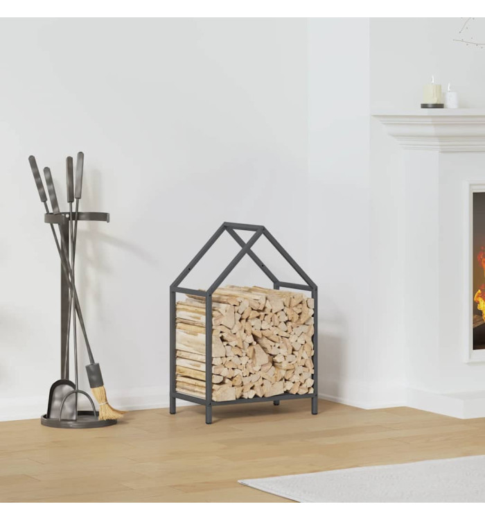 Portant de bois chauffage anthracite 40x25x60 cm | Mobilier & Déco