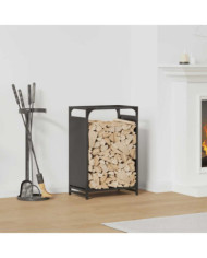 Portant de bois chauffage noir 44x28x65 cm | Mobilier & Déco