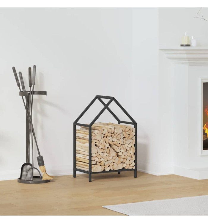 Portant de bois chauffage noir 40x25x60 cm | Mobilier & Déco