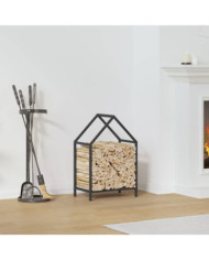 Portant de bois chauffage noir 40x25x60 cm | Mobilier & Déco