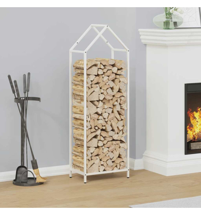 Portant de bois chauffage blanc 40x25x120 cm | Mobilier & Déco