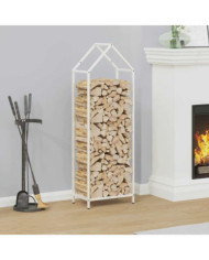 Portant de bois chauffage blanc 40x25x120 cm | Mobilier & Déco