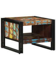 Table basse multicolore 50x50x38 cm bois de récupération massif | Mobilier & Déco