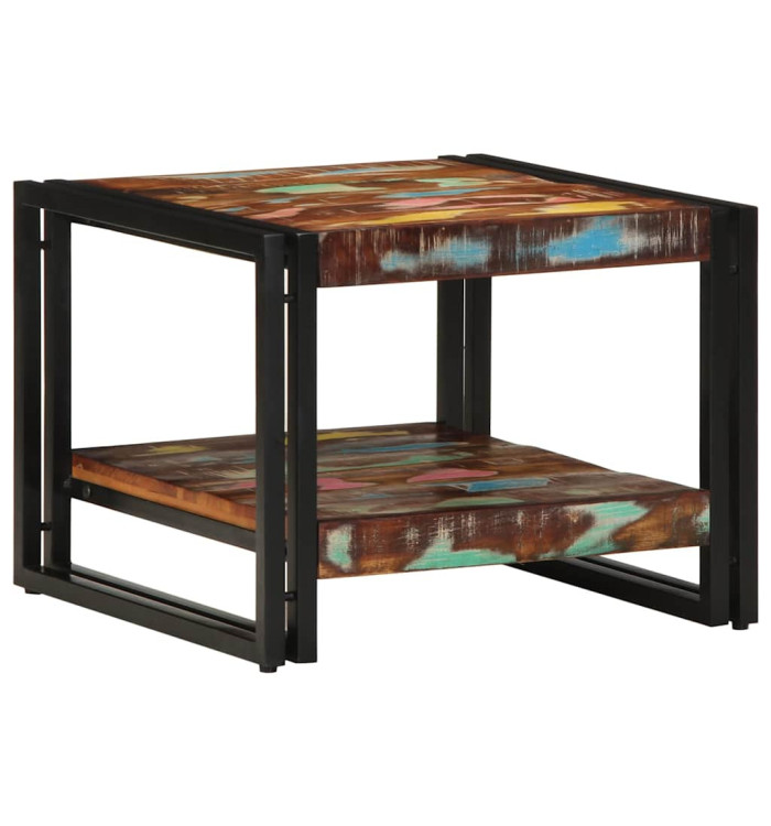 Table basse multicolore 50x50x38 cm bois de récupération massif | Mobilier & Déco