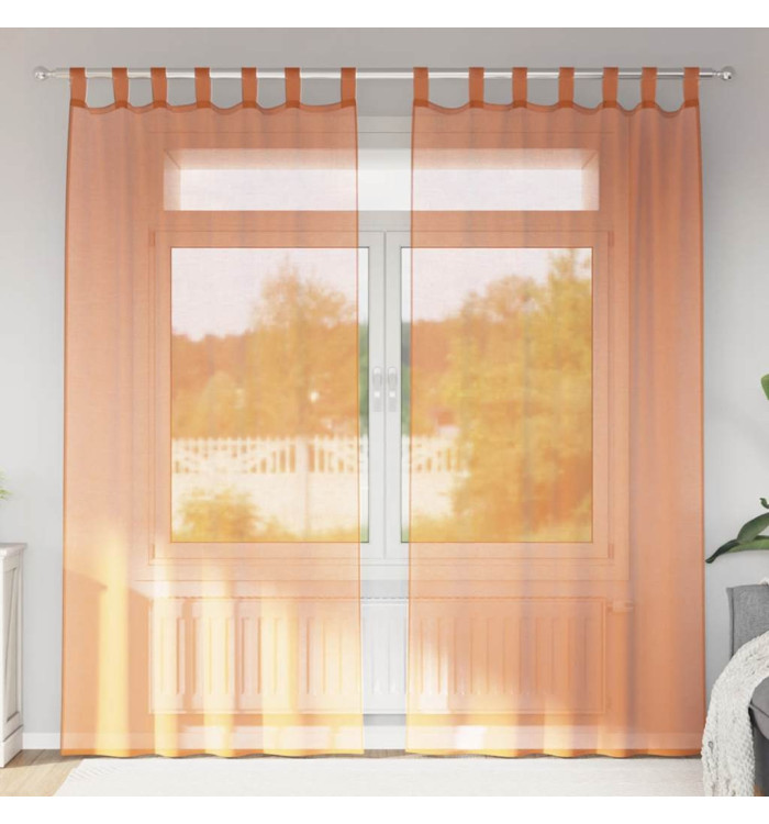 Rideaux en voile avec boucles 2 pcs terre cuite 140x225 cm | Mobilier & Déco