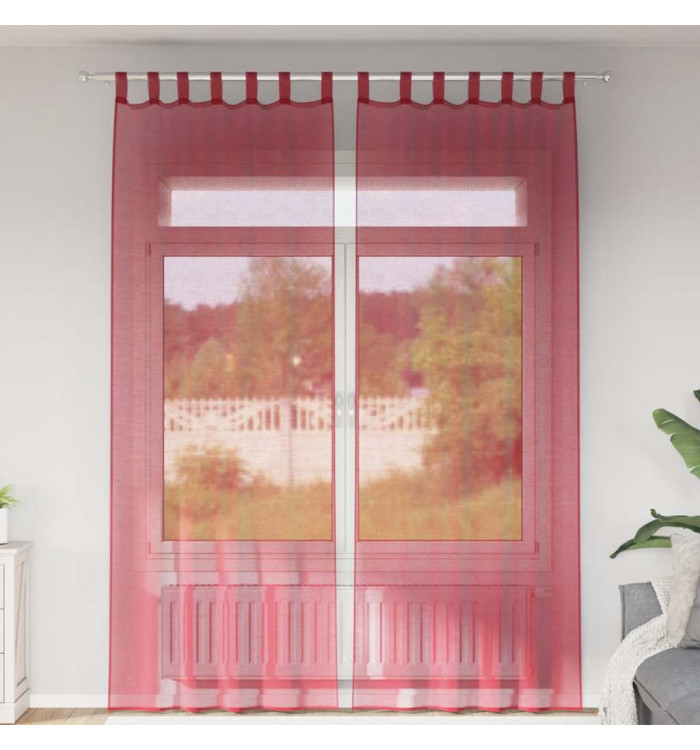 Rideaux en voile avec boucles 2 pcs rouge bordeaux 140x260 cm | Mobilier & Déco