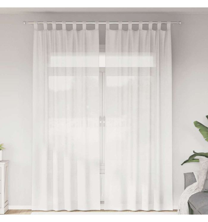 Rideaux en voile avec boucles 2 pcs blanc 140x260 cm | Mobilier & Déco