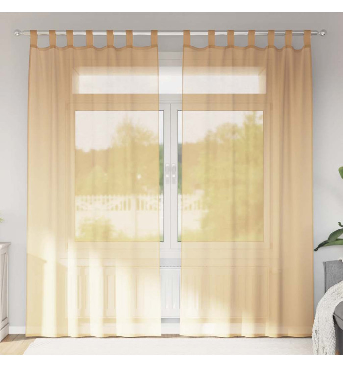 Rideaux en voile avec boucles 2 pcs sable 140x245 cm | Mobilier & Déco