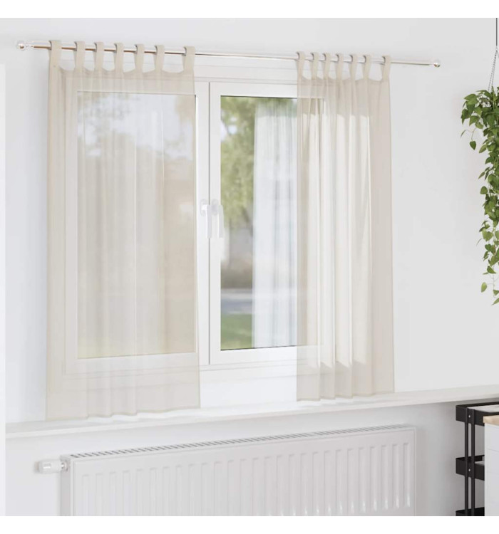 Rideaux en voile avec passants 2 pcs crème | Mobilier & Déco