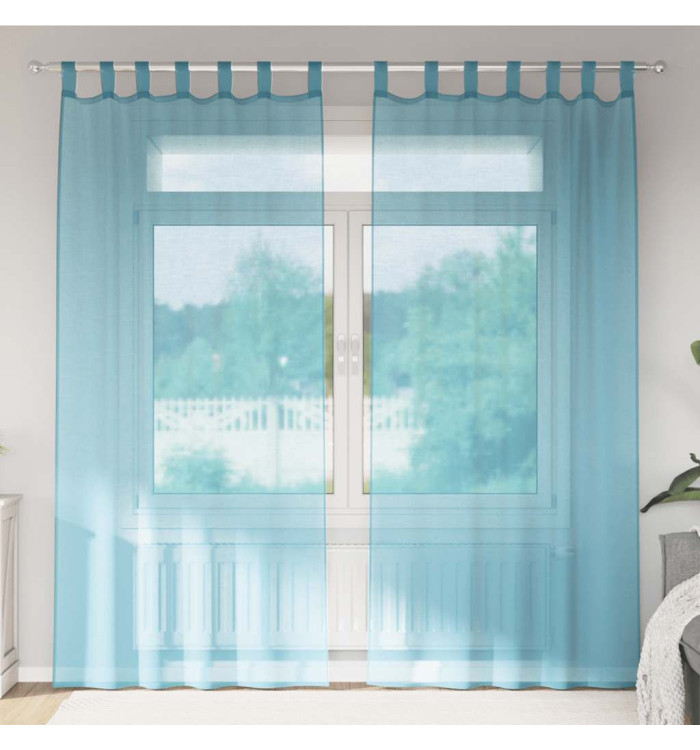 Rideaux en voile avec boucles 2 pcs turquoise 140x225 cm | Mobilier & Déco