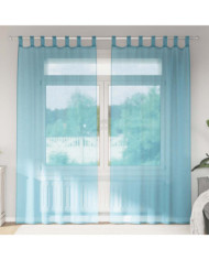 Rideaux en voile avec boucles 2 pcs turquoise 140x225 cm | Mobilier & Déco