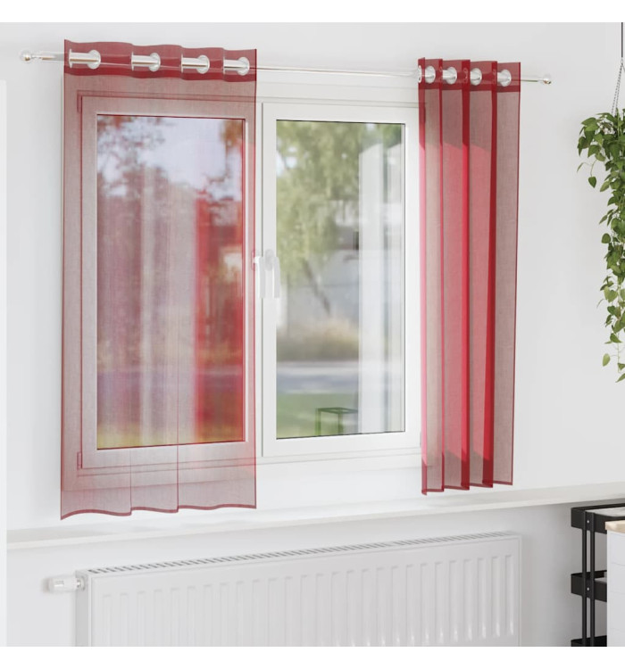 Rideaux en voile avec œillets 2 pcs rouge bordeaux | Mobilier & Déco