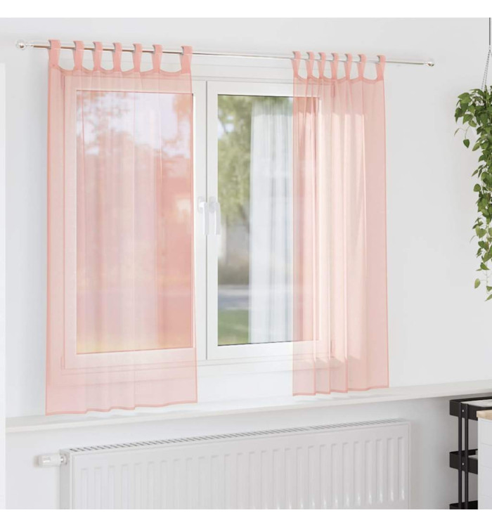 Rideaux en voile avec boucles 2 pcs rose 140x175 cm | Mobilier & Déco