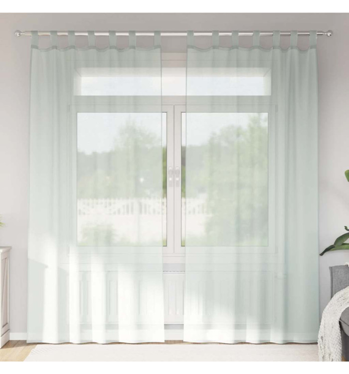 Rideaux en voile avec boucles 2 pcs gris clair 140x225 cm | Mobilier & Déco