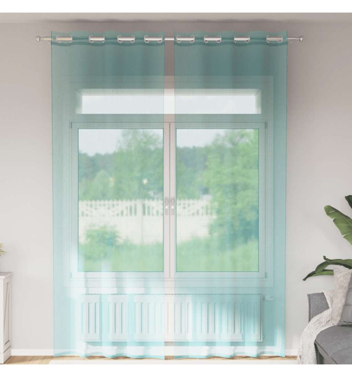 Rideaux en voile avec œillets 2 pcs turquoise | Mobilier & Déco