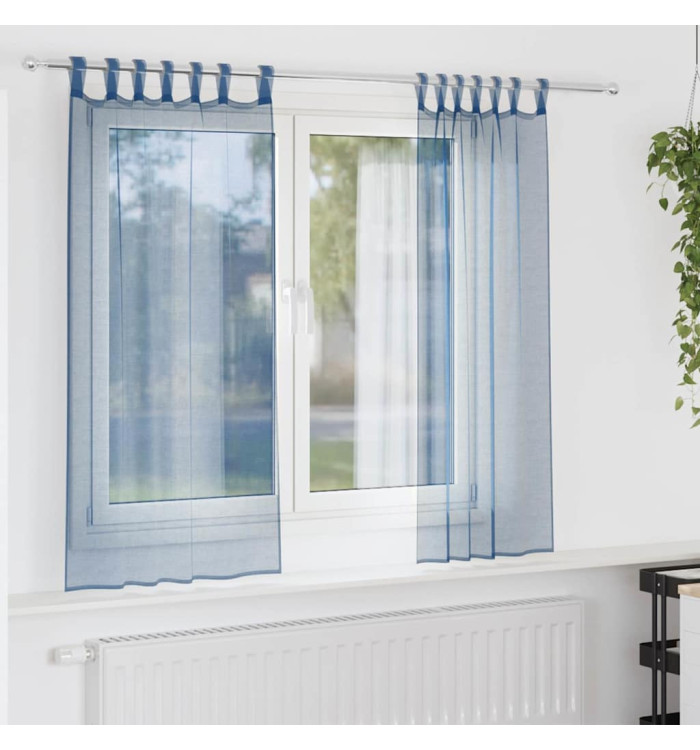 Rideaux en voile avec boucles 2 pcs bleu royal 140x175 cm | Mobilier & Déco
