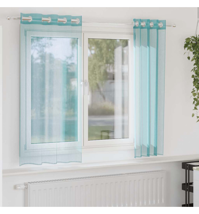 Rideaux en voile avec œillets 2 pcs turquoise | Mobilier & Déco