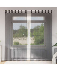 Rideaux en voile avec passants 2 pcs noir | Mobilier & Déco