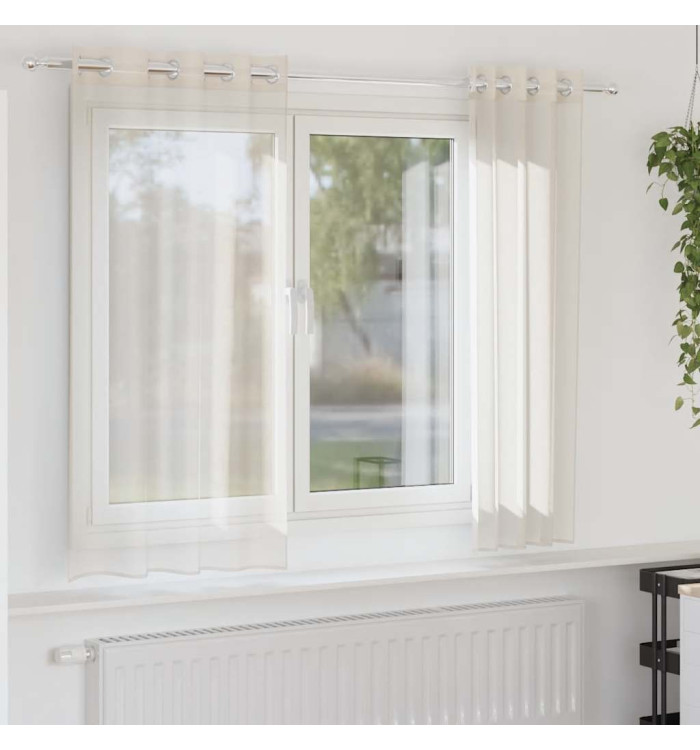 Rideaux en voile avec œillets 2 pcs crème 140x140 cm | Mobilier & Déco