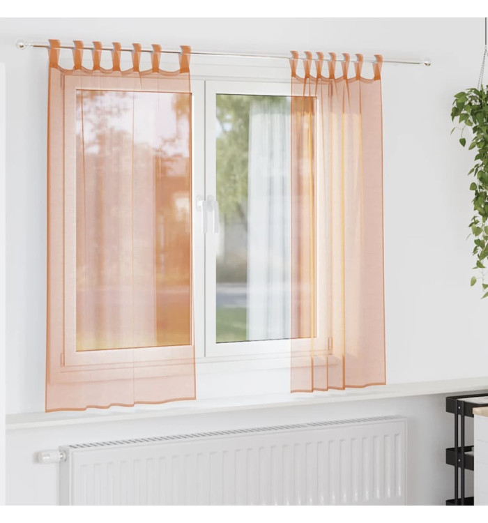 Rideaux en voile avec boucles 2 pcs terre cuite 140x140 cm | Mobilier & Déco