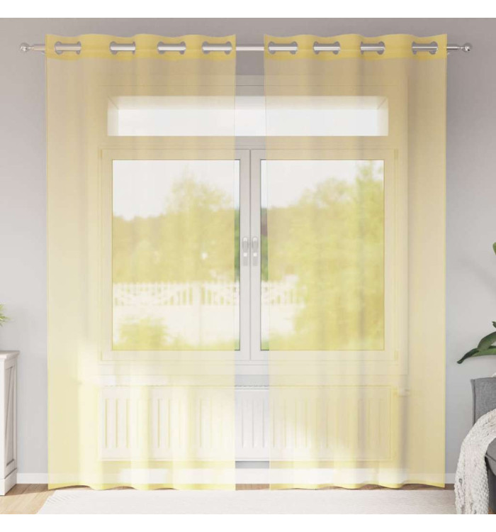 Rideaux en voile avec œillets 2 pcs jaune | Mobilier & Déco