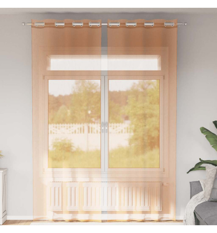 Rideaux en voile avec œillets 2 pcs terre cuite | Mobilier & Déco