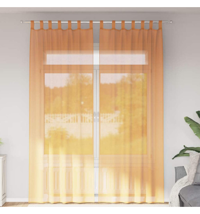 Rideaux en voile avec boucles 2 pcs orange 140x260 cm | Mobilier & Déco