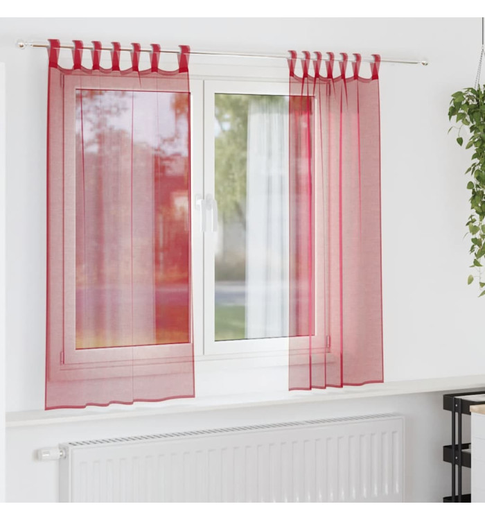 Rideaux en voile avec passe-tringles 2 pcs rouge bordeaux | Mobilier & Déco