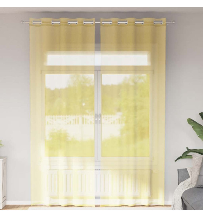 Rideaux en voile avec œillets 2 pcs jaune | Mobilier & Déco