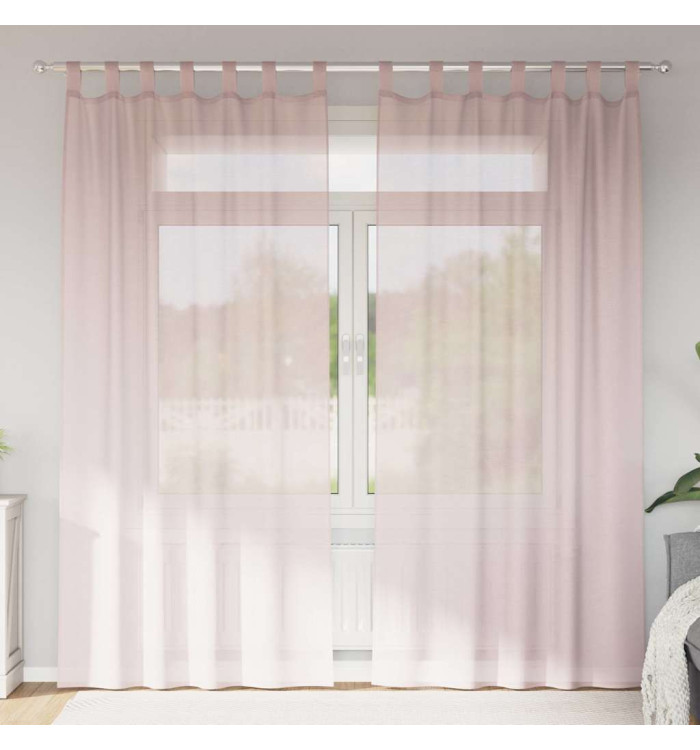 Rideaux en voile avec boucles 2 pcs rose clair 140x245 cm | Mobilier & Déco