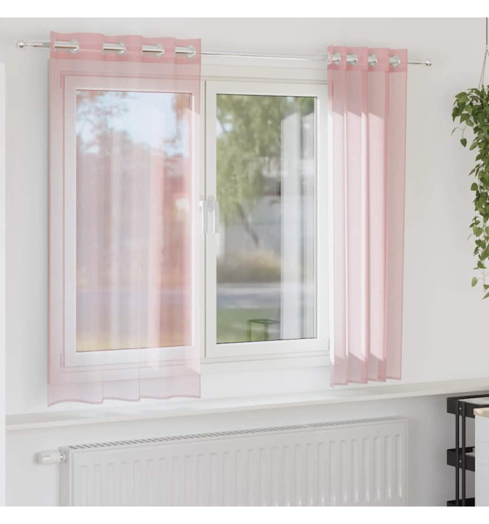 Rideaux en voile avec œillets 2 pcs rose clair 140x175 cm | Mobilier & Déco