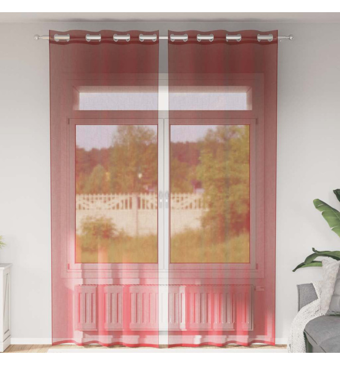Rideaux en voile avec œillets 2 pcs rouge bordeaux | Mobilier & Déco