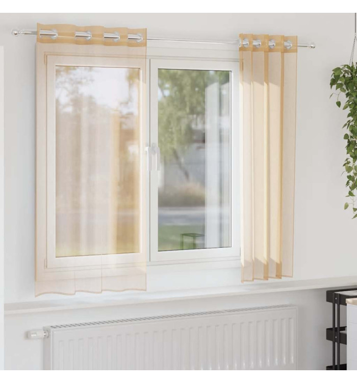 Rideaux en voile avec œillets 2 pcs sable | Mobilier & Déco