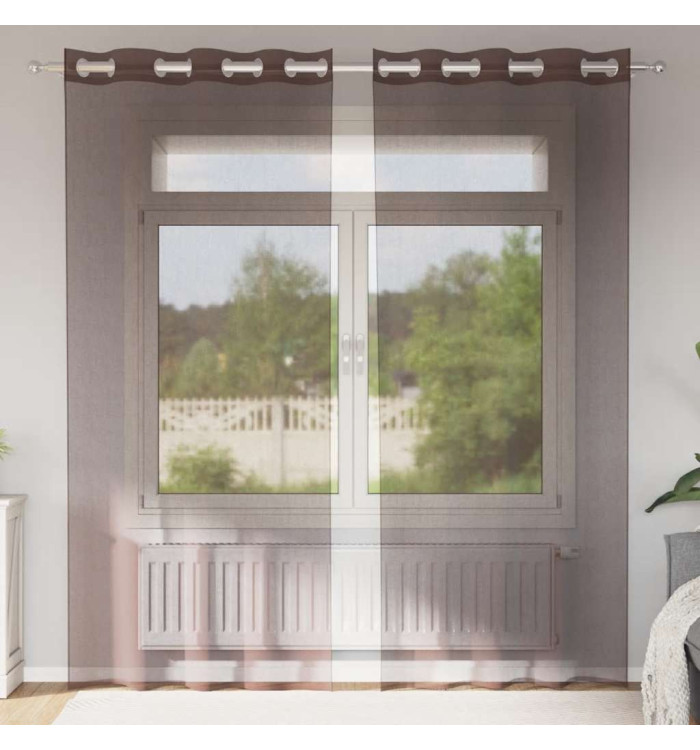 Rideaux en voile avec œillets 2 pcs marron 140x225 cm | Mobilier & Déco