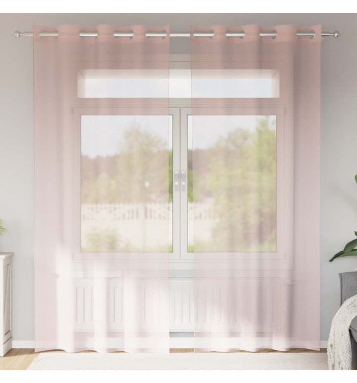 Rideaux en voile avec œillets 2 pcs rose clair 140x245 cm | Mobilier & Déco