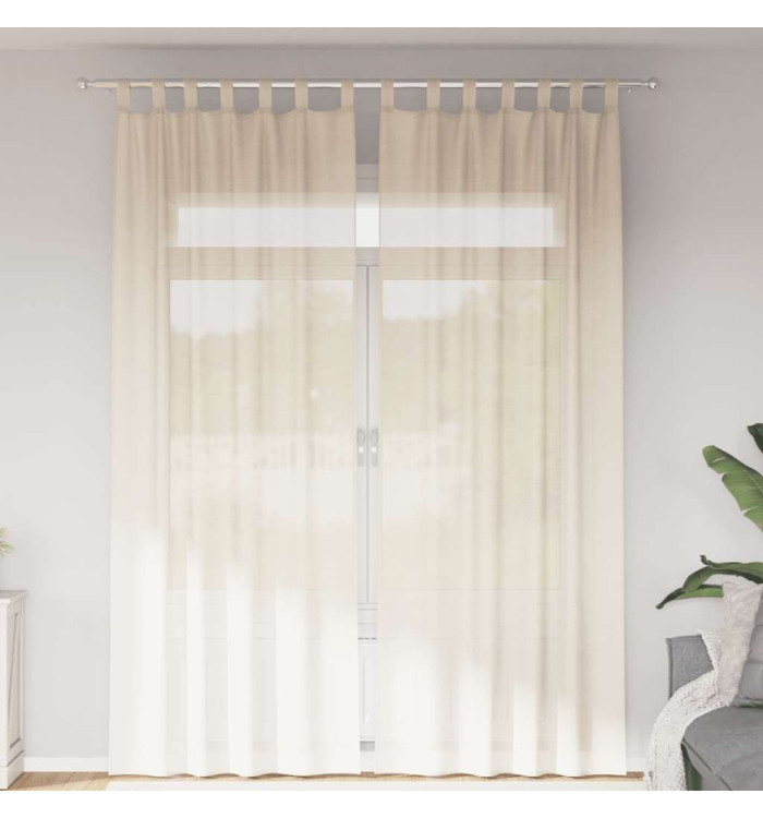 Rideaux en voile avec passants 2 pcs crème | Mobilier & Déco
