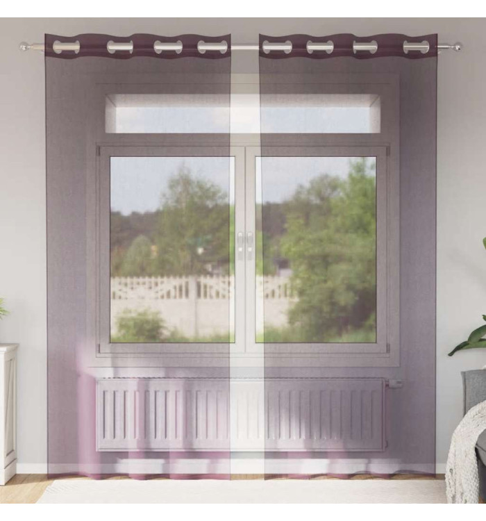 Rideaux en voile avec œillets 2 pcs violet 140x225 cm | Mobilier & Déco