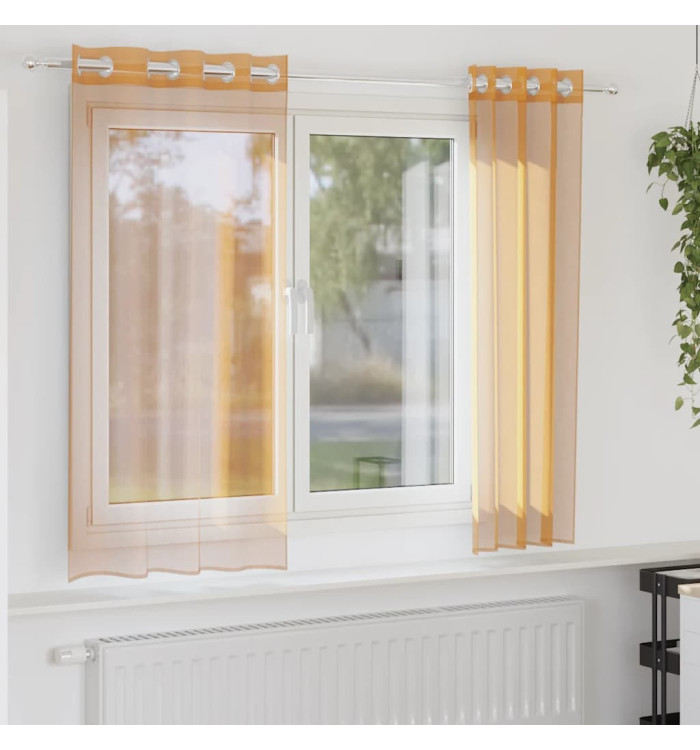 Rideaux en voile avec œillets 2 pcs orange 140x175 cm | Mobilier & Déco
