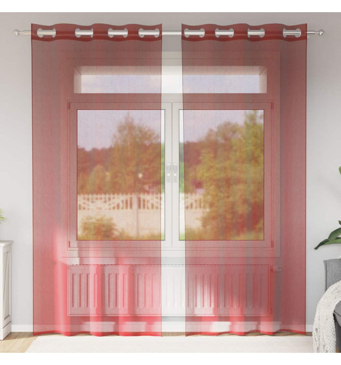 Rideaux en voile avec œillets 2 pcs rouge bordeaux | Mobilier & Déco