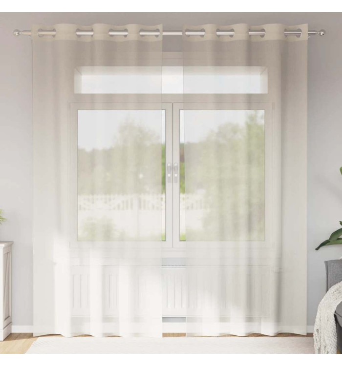 Rideaux en voile avec œillets 2 pcs crème 140x225 cm | Mobilier & Déco